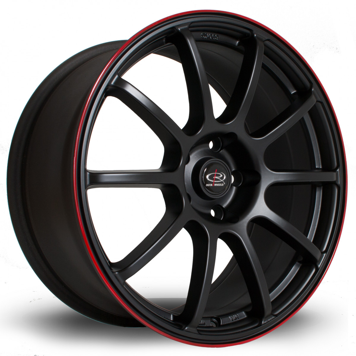 Force 18x8.5 5x114 ET48 Flat Black with Red Lip