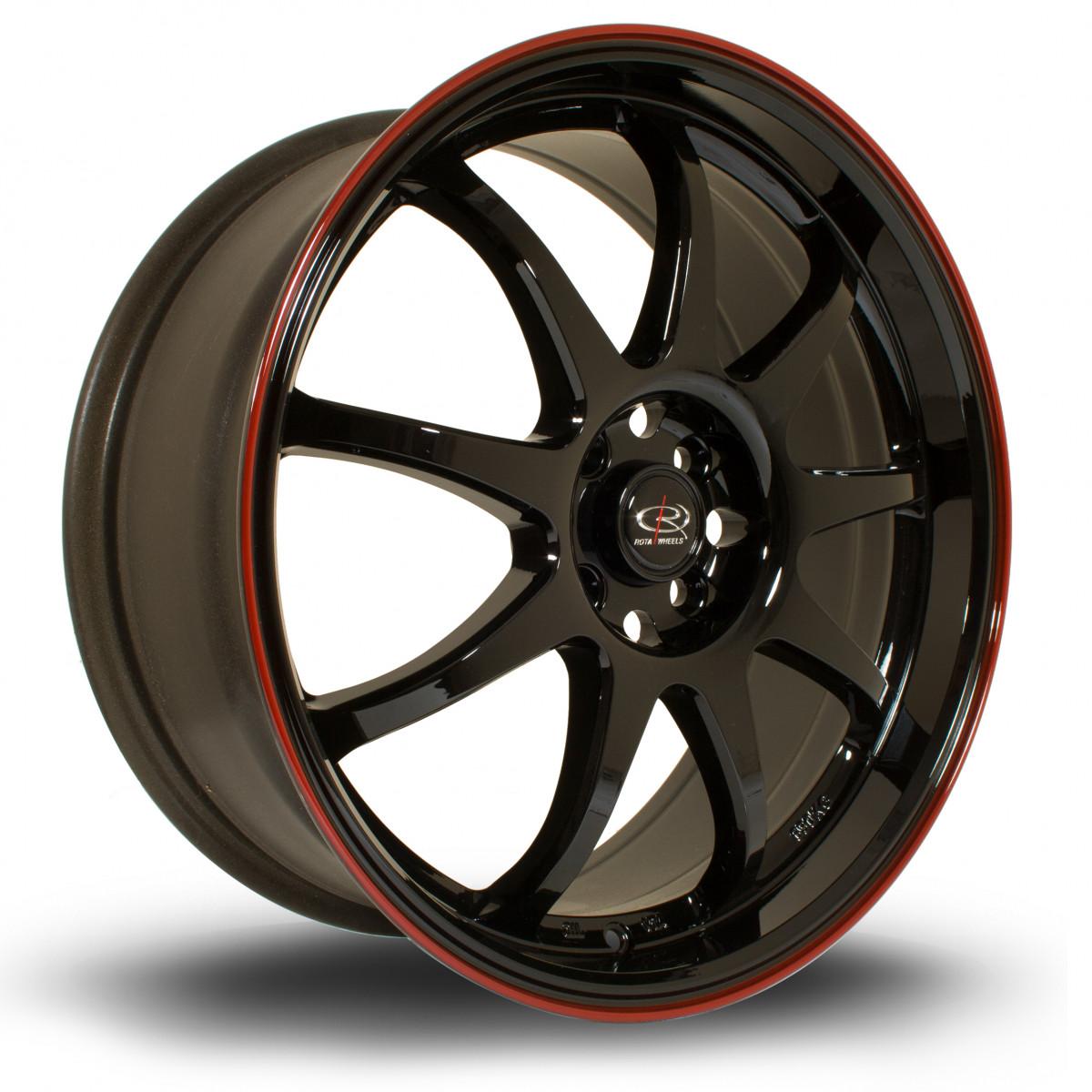 P1 18x7.5 4x100 ET45 Gloss Black with Red Lip