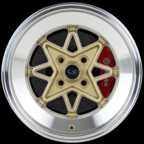 Hachi 15x9 4x114 ET0 Gold with Polished Lip