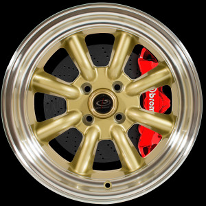 RKR 15x8 4x100 ET0 Gold with Polished Lip